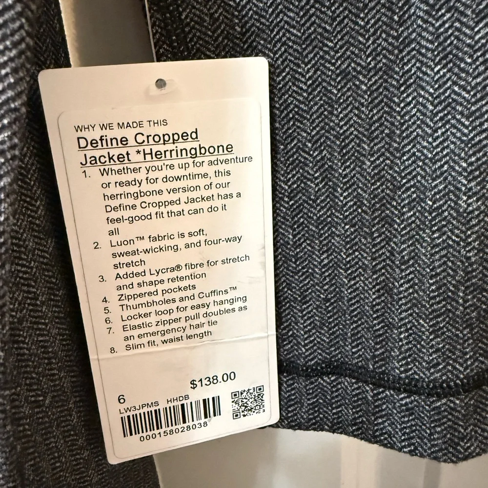NWT Lululemon Athletica Defined Cropped Jacket Herringbone size 6 - Picture 7 of 8